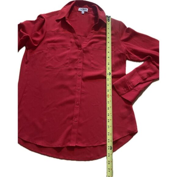 Express Red Button Up Blouse Women’s Size S - Picture 3 of 3